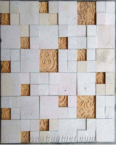 Beige Sandstone Pattern Mosaic Wall Tiles