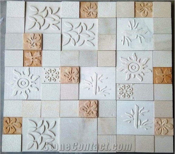 Beige Sandstone Pattern Mosaic Wall Tiles