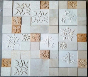 Beige Sandstone Pattern Mosaic Wall Tiles