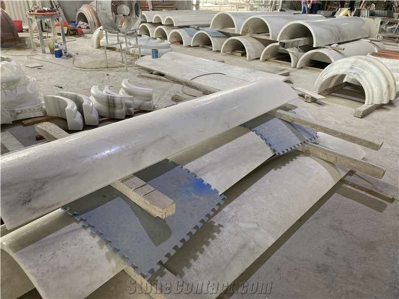 Lao Cai White Marble Hollow Column Arc Panels