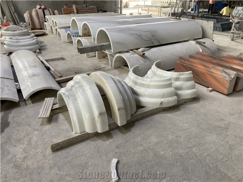 Lao Cai White Marble Hollow Column Arc Panels