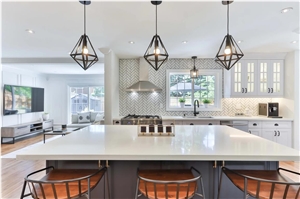 White Quartz Kitchen Countertop