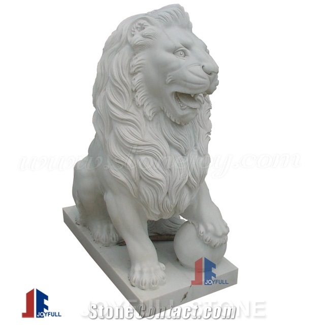 Animal Sculpture, Red Marble Lion Sculpture