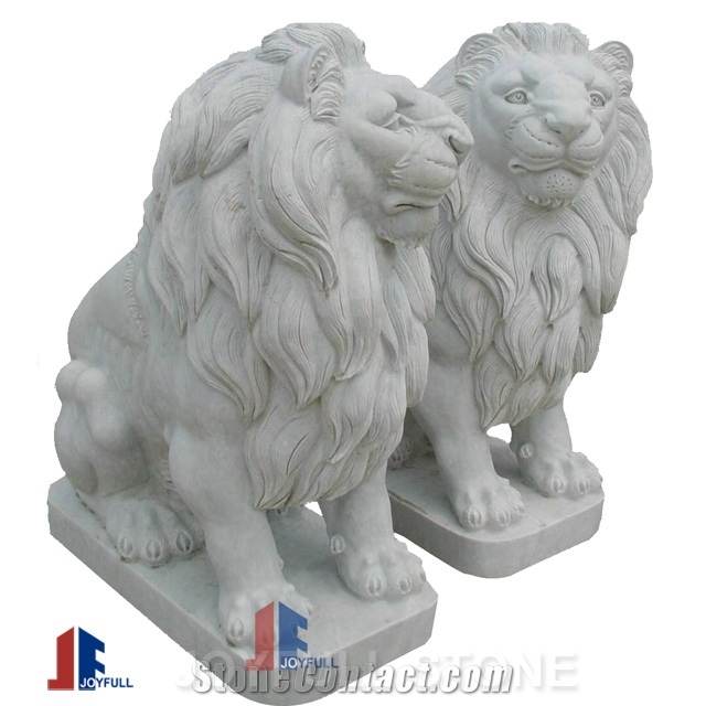 Animal Sculpture, Red Marble Lion Sculpture