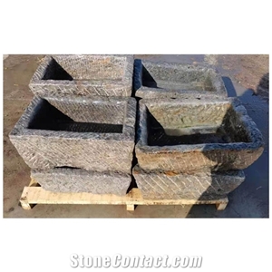 Antique Old Stone Flower Pot Antique Granite Trough Planter
