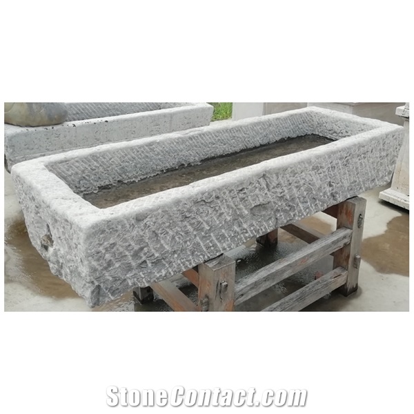 Antique Old Stone Flower Pot Antique Granite Trough Planter
