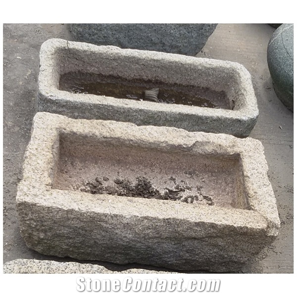 Antique Old Stone Flower Pot Antique Granite Trough Planter