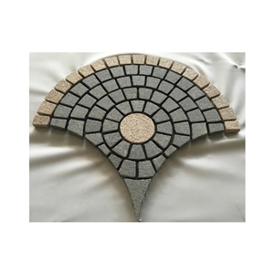 Fan Shaped Granite Mesh Cobblestone Pavers For Floor Tile