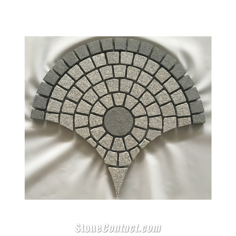Fan Shaped Granite Mesh Cobblestone Pavers For Floor Tile