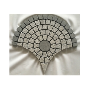Fan Shaped Granite Mesh Cobblestone Pavers For Floor Tile