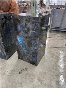 Lemurian Blue Granite Side Table For Home Decor