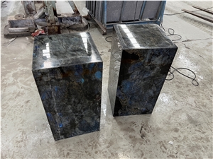 Lemurian Blue Granite Side Table For Home Decor
