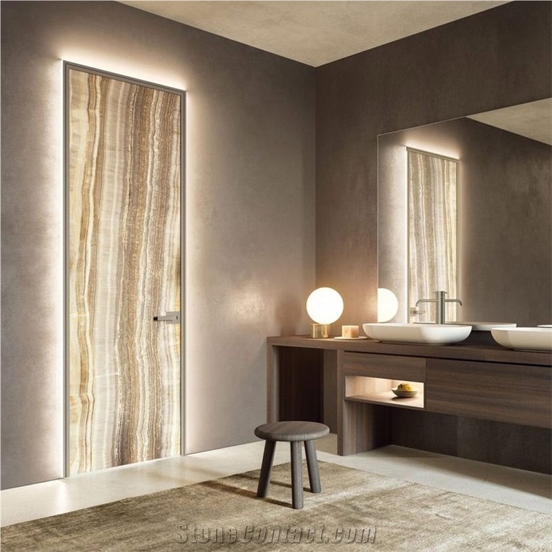 Natural White Wood Vein Backlit Onyx Slab