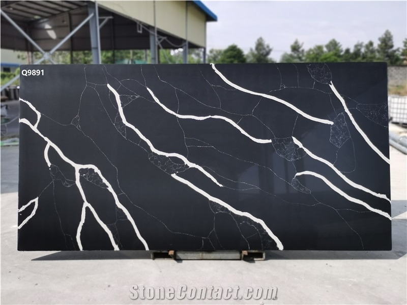 Calacatta Black Quartz Surface Slabs Engineered Stone