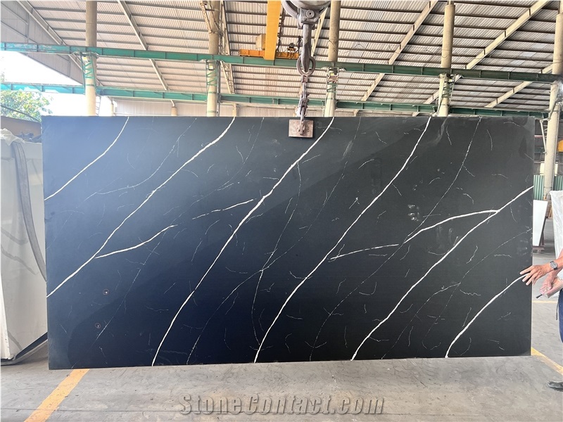 Calacatta Black Quartz Surface Slabs Engineered Stone