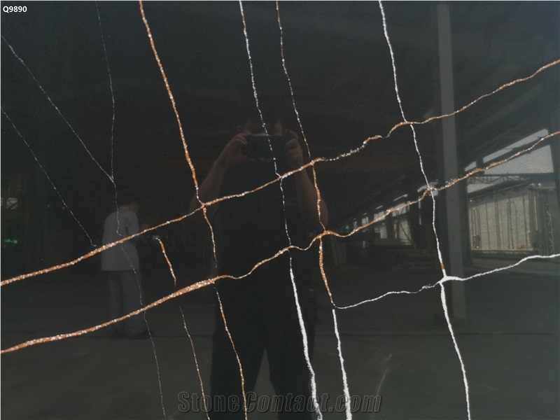 Calacatta Black Quartz Surface Slabs Engineered Stone