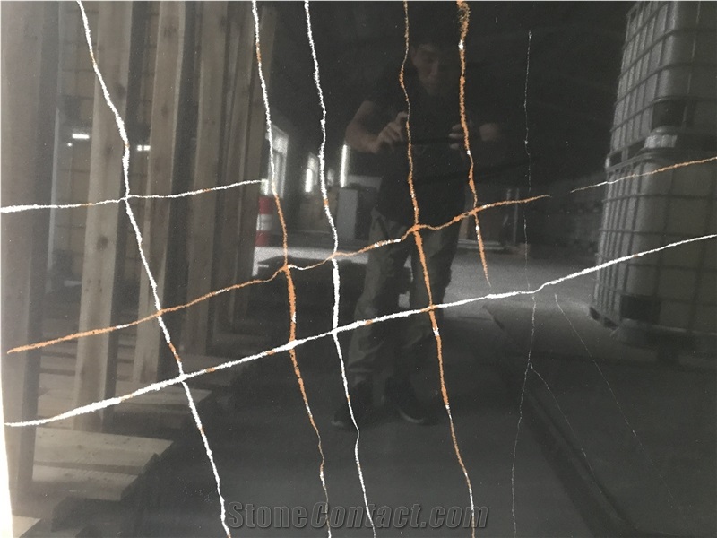 Calacatta Black Quartz Surface Slabs Engineered Stone