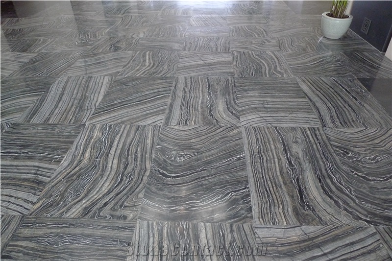 Custom Black Wooden Marble Cut-To-Size For Flooring