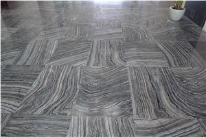 Custom Black Wooden Marble Cut-To-Size For Flooring