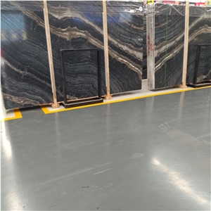 Custom Black Wooden Marble Cut-To-Size For Flooring