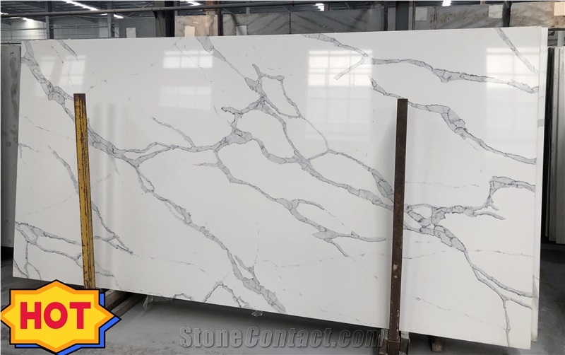 White Calacatta Marble Man-Made Quartz Slabs