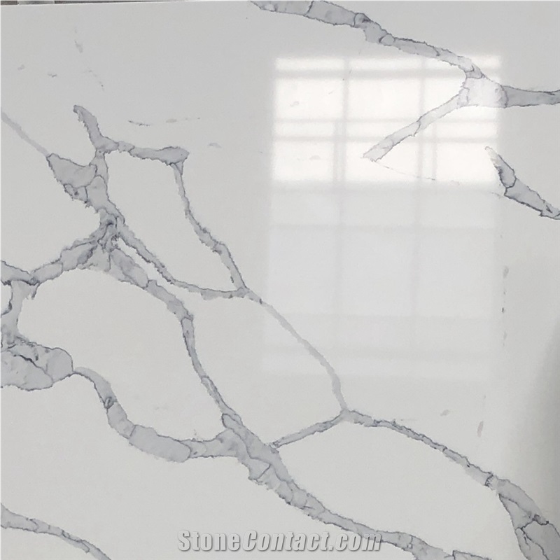 White Calacatta Marble Man-Made Quartz Slabs