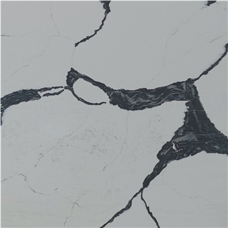 White Calacatta Marble Textured Quartz Slabs