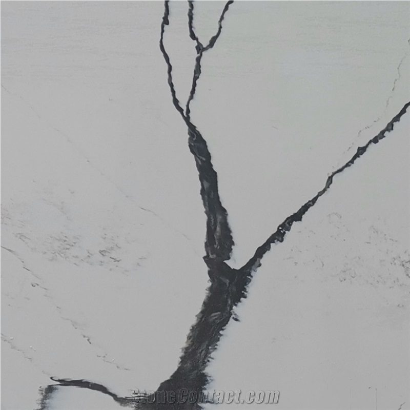 White Calacatta Marble Textured Quartz Slabs