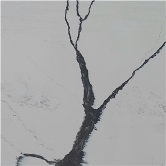 White Calacatta Marble Textured Quartz Slabs