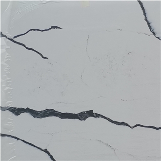 White Calacatta Marble Textured Quartz Slabs