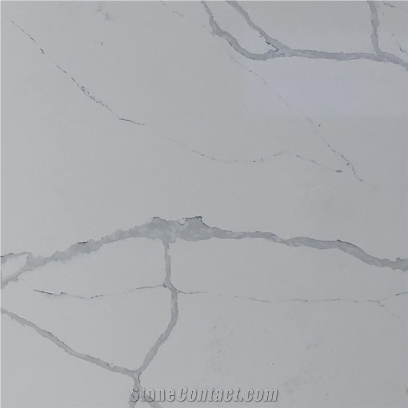 White Engineered Stone Slabs Calacatta Marble Look