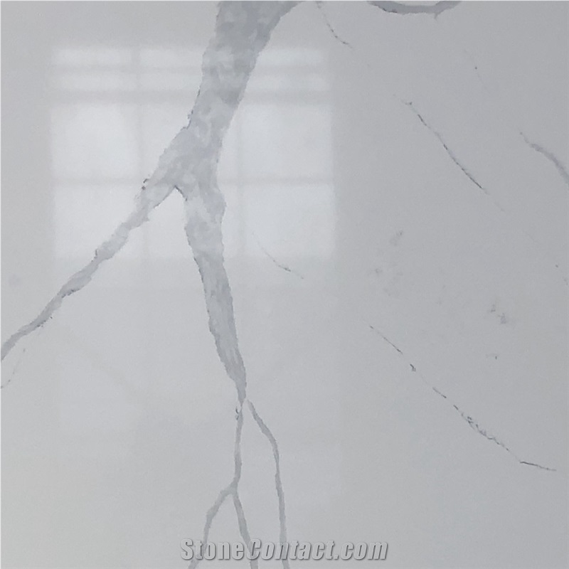White Engineered Stone Slabs Calacatta Marble Look
