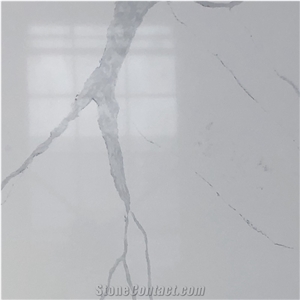 White Engineered Stone Slabs Calacatta Marble Look