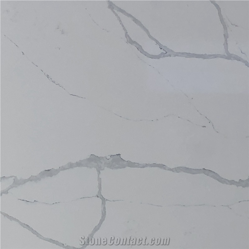 White Engineered Stone Slabs Calacatta Marble Look