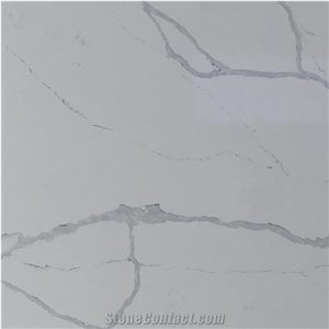White Engineered Stone Slabs Calacatta Marble Look