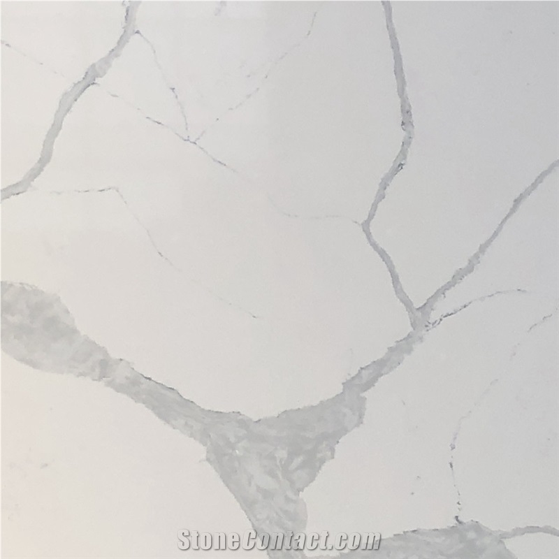 White Engineered Stone Slabs Calacatta Marble Look