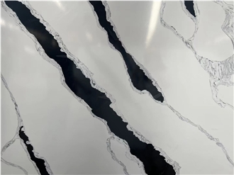 White Marble Look Panda Quartz Slabs