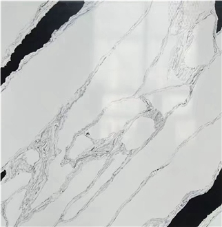 White Marble Look Panda Quartz Slabs