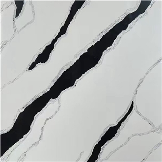 White Marble Look Panda Quartz Slabs
