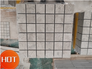 Thala Grey Limestone Square Mosaic Design Wall Tile