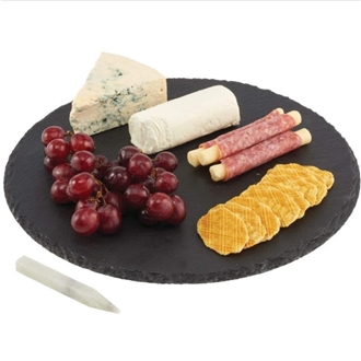 Natural China Slate Stone Round Black Slate Plate Trays