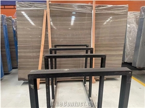 Coffee Wooden Marble Slabs Polished Wall Floor
