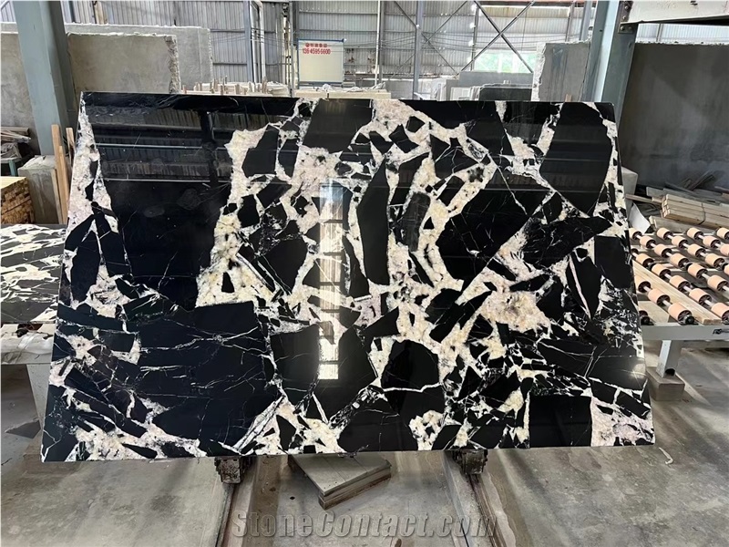 Napoleon Black Marble Slab Wall Floor  Pattern