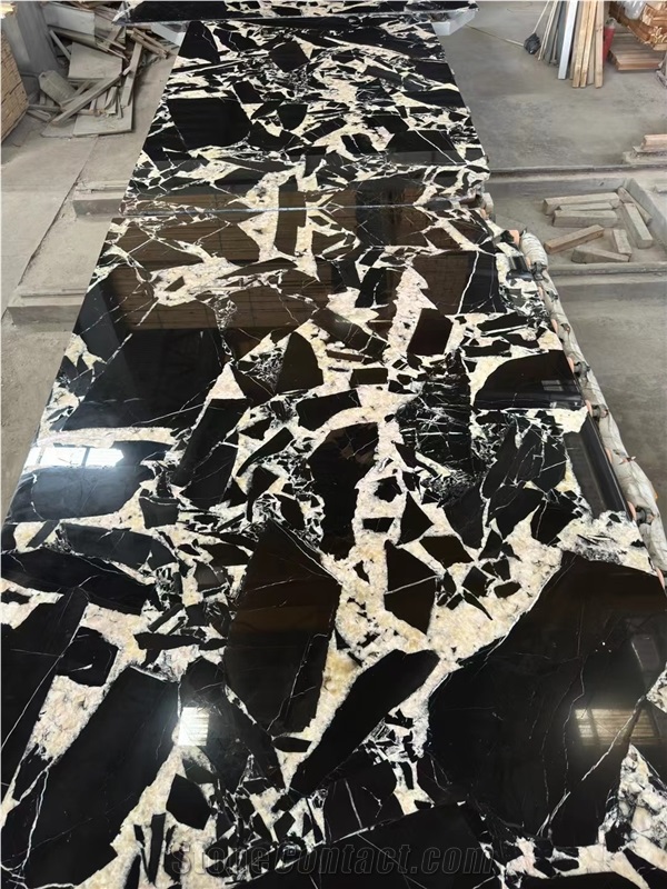 Napoleon Black Marble Slab Wall Floor  Pattern