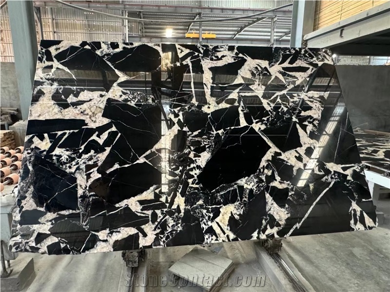 Napoleon Black Marble Slab Wall Floor  Pattern