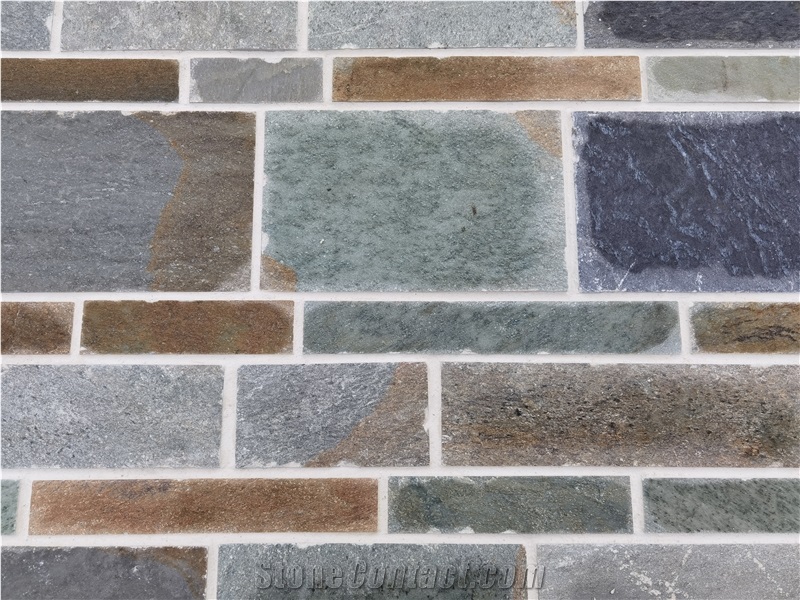 Forest Sepia Green Slate  Machine Cut Tiles