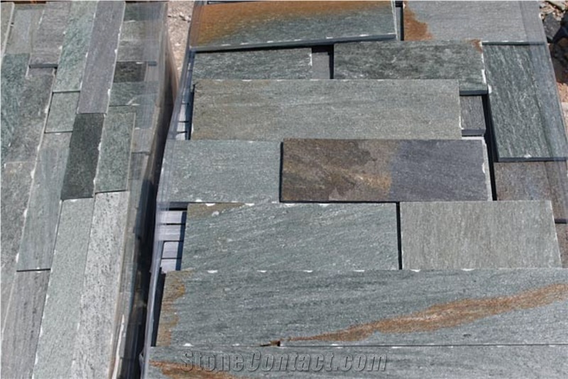 Forest Sepia Green Slate  Machine Cut Tiles