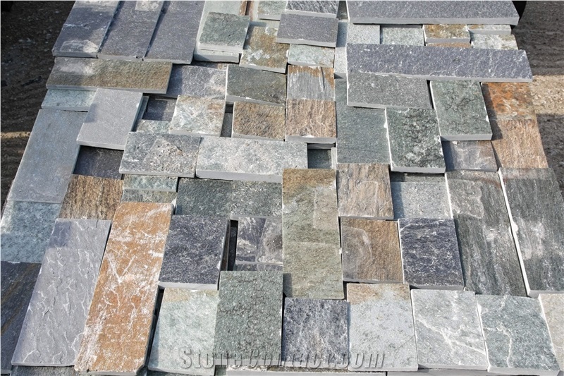 Forest Sepia Green Slate  Machine Cut Tiles