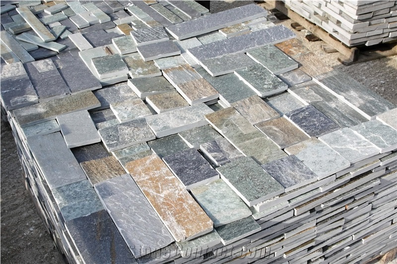 Forest Sepia Green Slate  Machine Cut Tiles
