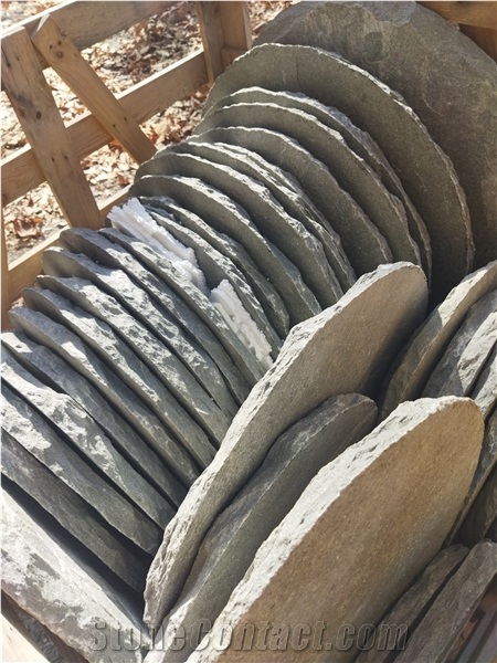 Kavala Grey Slate Oval Steps, Garden Stepping Pavement